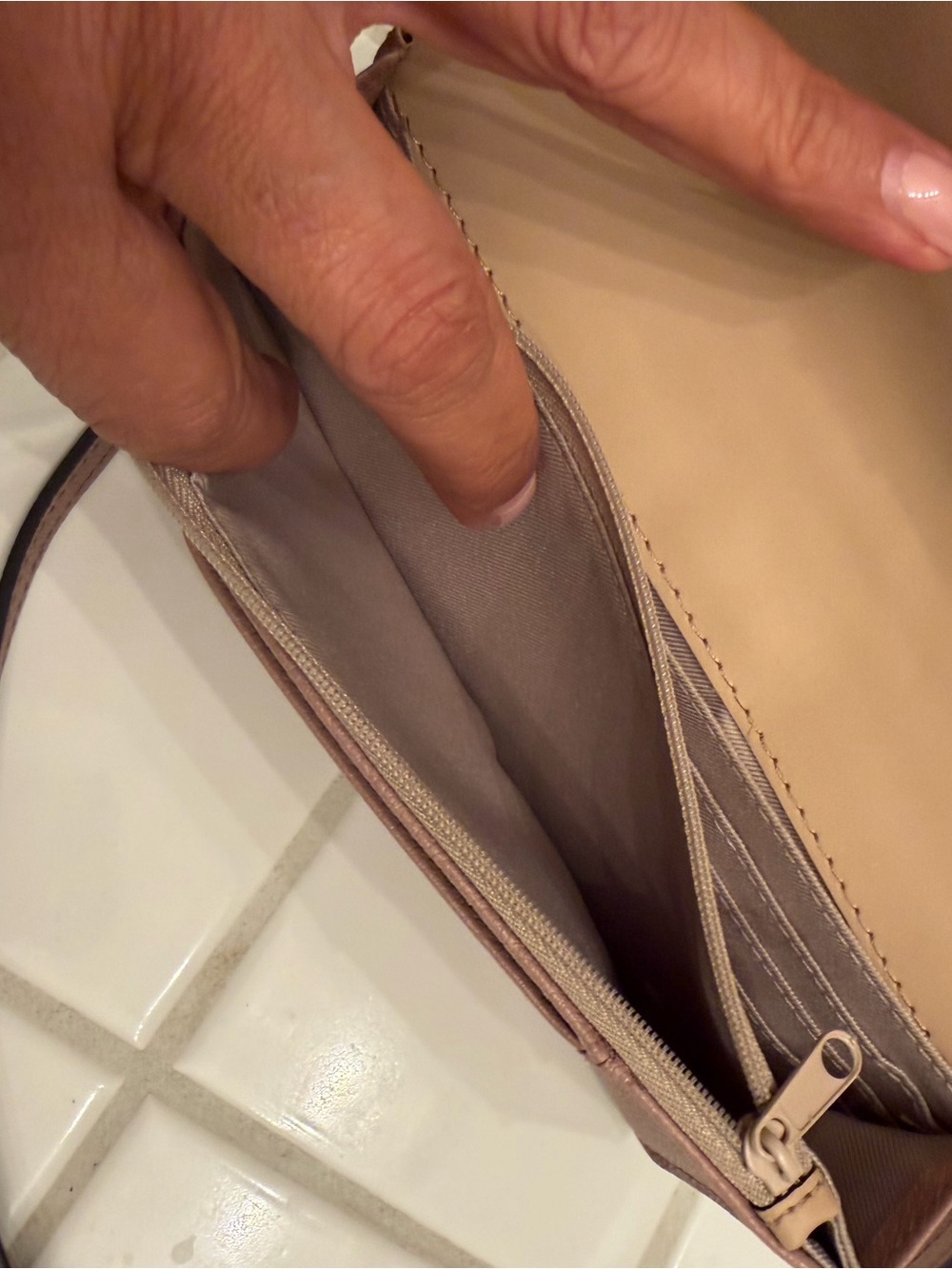 Nine West Pebbled Leather Crossbody Bag in Mauve Taupe - Picture 11 of 11